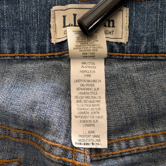 LL BEAN Jeans Women's 14 Reg Blue Straight Leg Y2K Light Fade Accent Zip Pockets - Picture 9 of 13